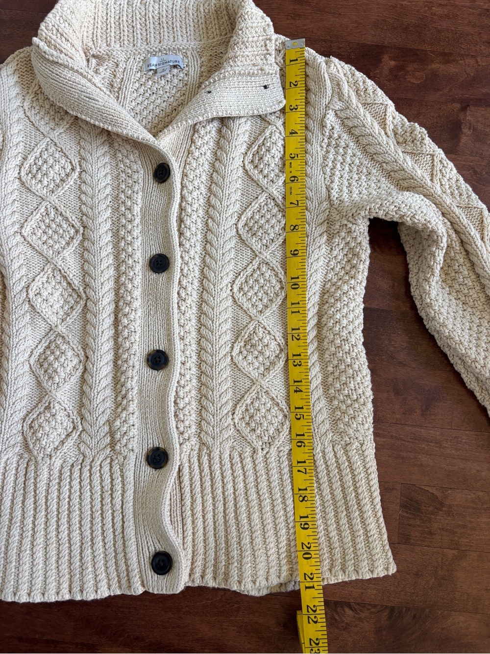 LL Bean Signature Cardigan Small Cable Knit Fisherman - Picture 11 of 11